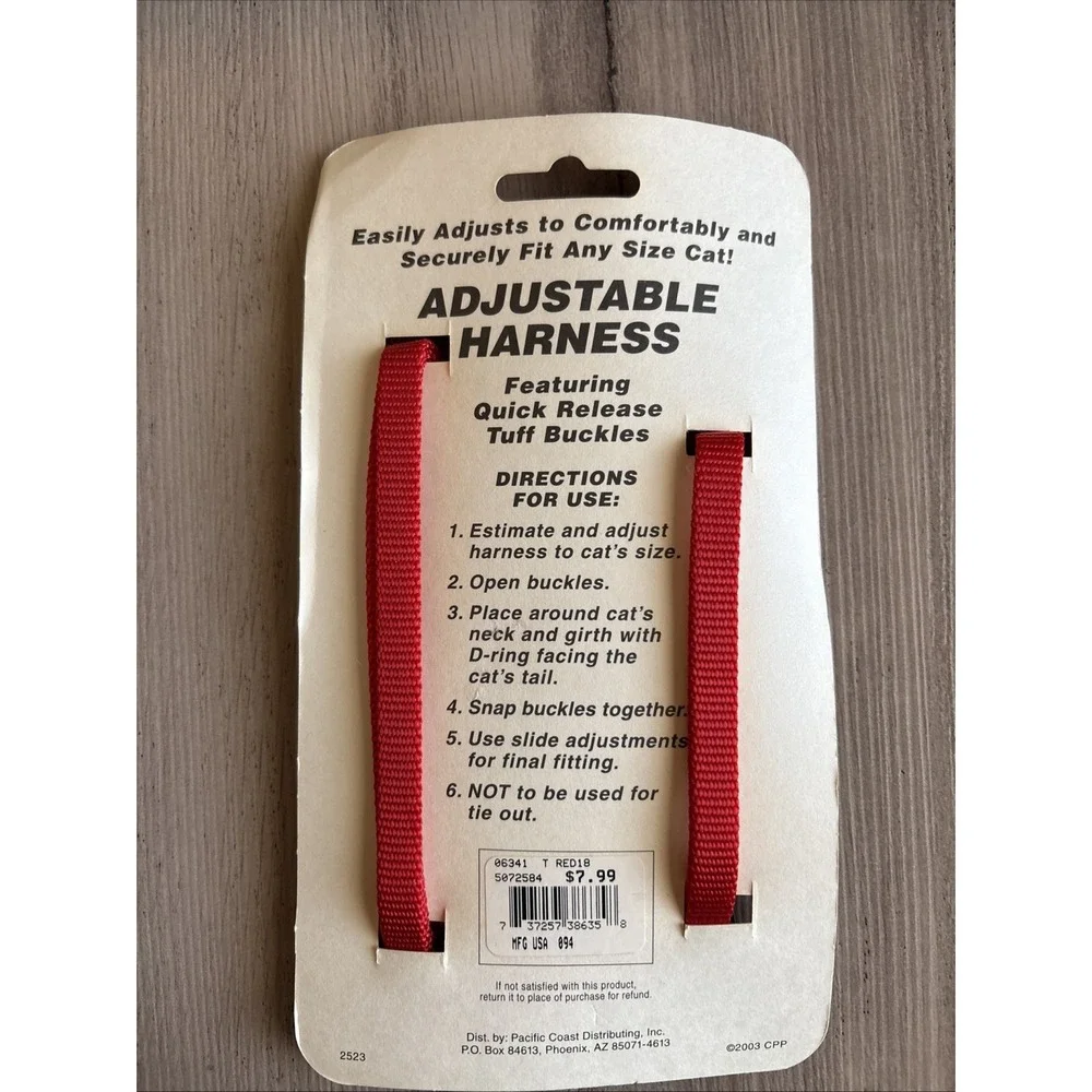 Whisker City H Adjustable Nylon Cat Harness New‎ In Packaging